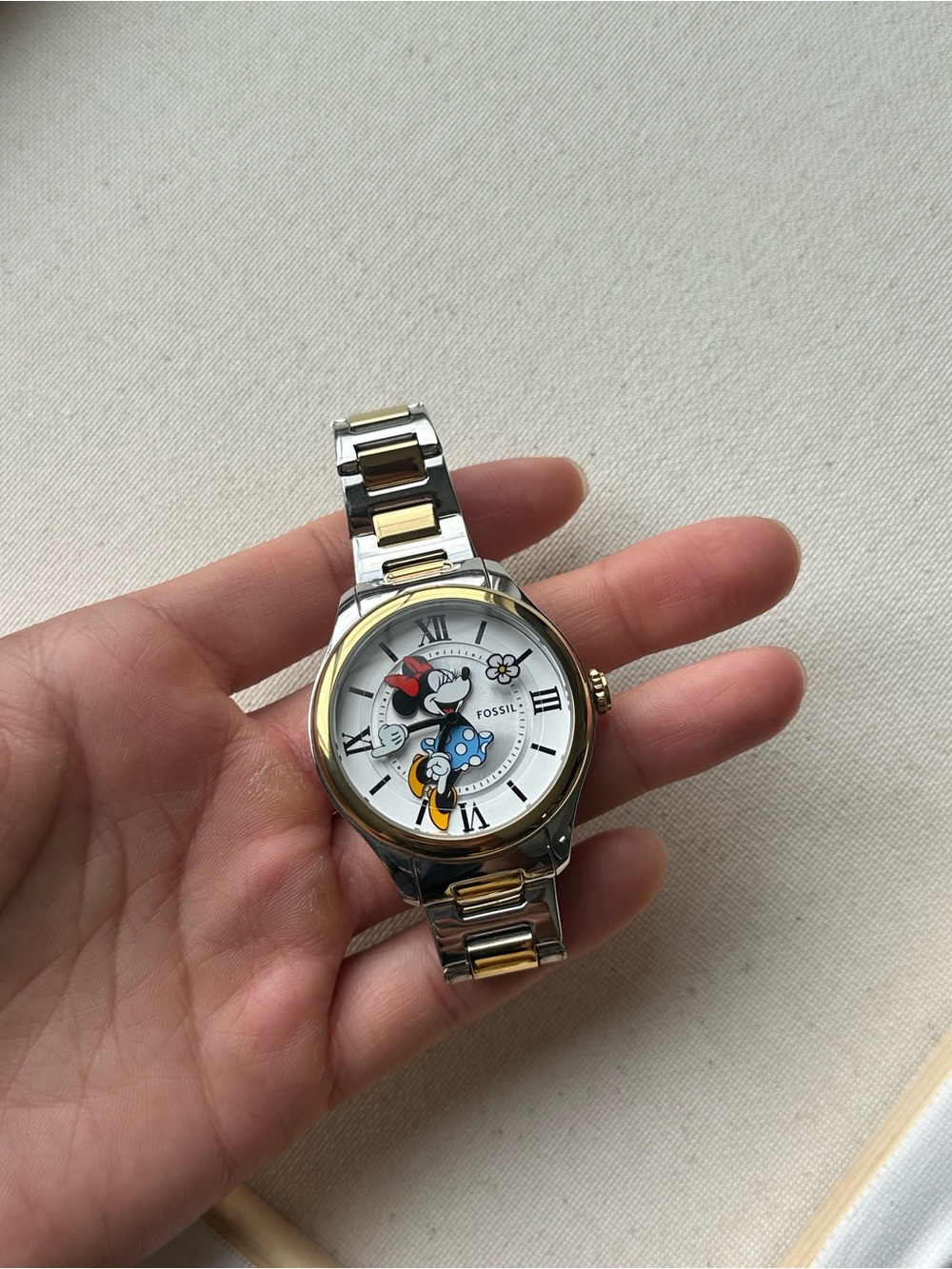 Fossil Two-Tone Stainless Steel Watch with White Dial Disney